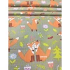 mintás pamutvászon /rókák párban (rókapár 11,4cm*7cm) /szürke