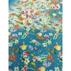 BLOKKOS fürdőruha jersey /virágok (1 blokk 155cm) /óceán kék