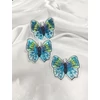 felvasalható flitteres aplikáció /pillangó (4.2cm×4cm) /világos türkizkék