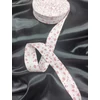 mintás pamut ferdepánt /bevasalt /22mm /piros virágos (6 szirmú virág 5mm×6mm) /fehér