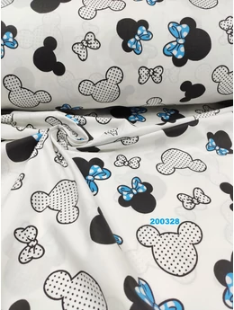mintás pamutvászon /masnis Minnie fejek (7,8 cm*6,5 cm)/ kék