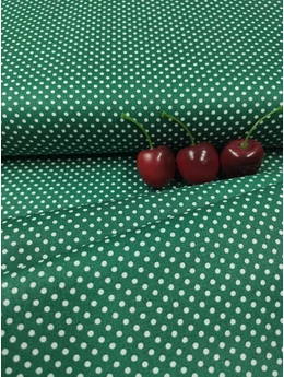 mintás pamutvászon /fehér pöttyös (2mm) /fenyőzöld