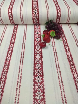 mintás pamutvászon /bordó folklór minta (legvastagabb mintás sáv 4cm) /törtfehér