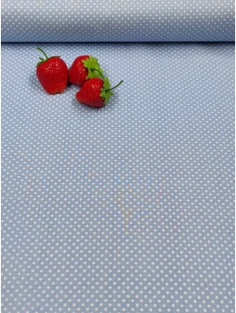 mintás pamutvászon /fehér pöttyös (2mm) /középkék
