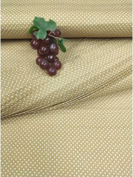 mintás pamutvászon /fehér pöttyös (2mm) /sötét drapp