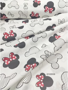 mintás pamutvászon /Minnie fejek(pöttyös 7,8 cm*6,5 cm)
