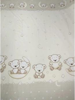 mintás pamutvászon /bordűrös /macik az éjszakában (Holdon ülő maci 25.5cm×24.2cm) /drapp