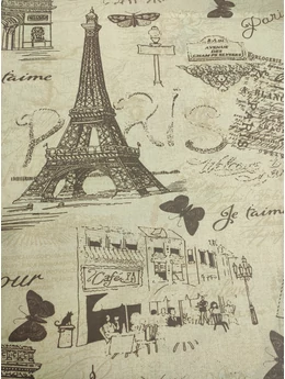 mintás pamutvászon /párizsi élet (Eiffel-torony 25.2cm×40cm) /drapp