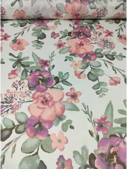 mintás microfiber /festett virágcsokrok /fehér