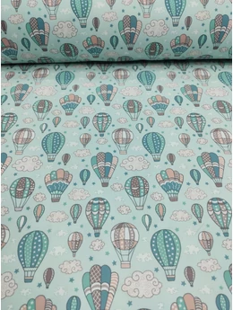 mintás fürdőruha jersey /hőlégballonok (legnagyobb rózsaszín-mályva 4.7cm×3cm) /menta