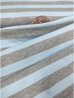 elasztikus mintás pamut jersey /világosszürke csíkos (csík 2.5cm) /világoskék