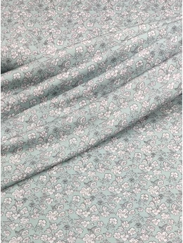 mintás 100% pamut jersey /fehér virágok levelekkel (legnagyobb virág feje 1.7cm×2cm) /dirty mint
