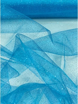 elasztikus glitteres tüll /türkizkék