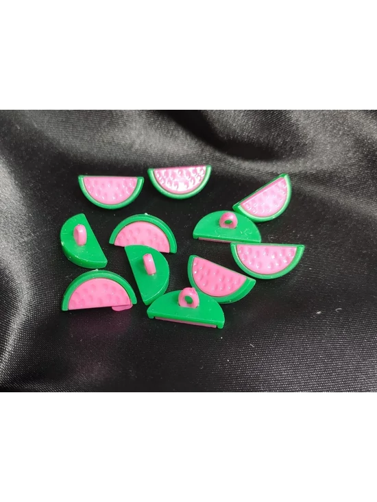 dekorációs műanyag gomb / dinnye (3.6x1.3cm) /rózsaszín