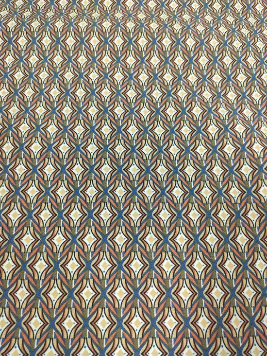 elasztikus mintás bengalin /geometriai mintás /kék-drapp