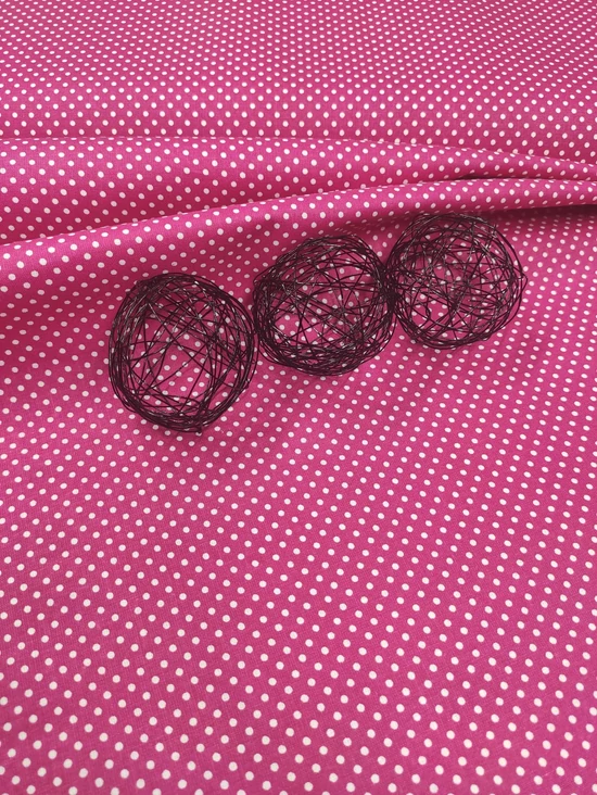 mintás pamutvászon /pink-fehér pöttyös 2mm