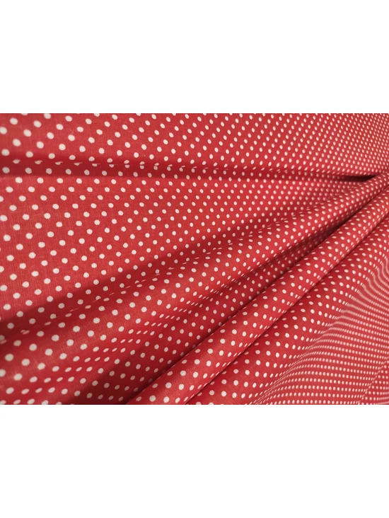 mintás pamutvászon /piros-fehér pöttyös 2mm