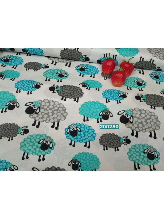 mintás pamutvászon /türkiz barikák(legnagyobb 10,5cm*8 cm)