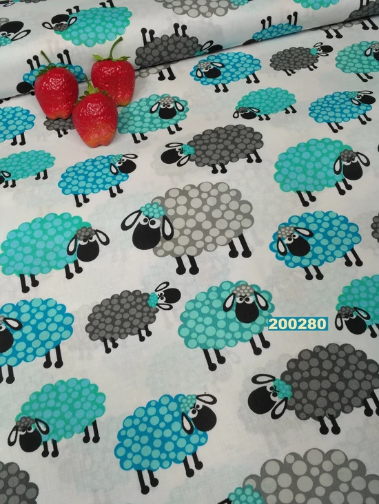 mintás pamutvászon /türkiz barikák(legnagyobb 10,5cm*8 cm)