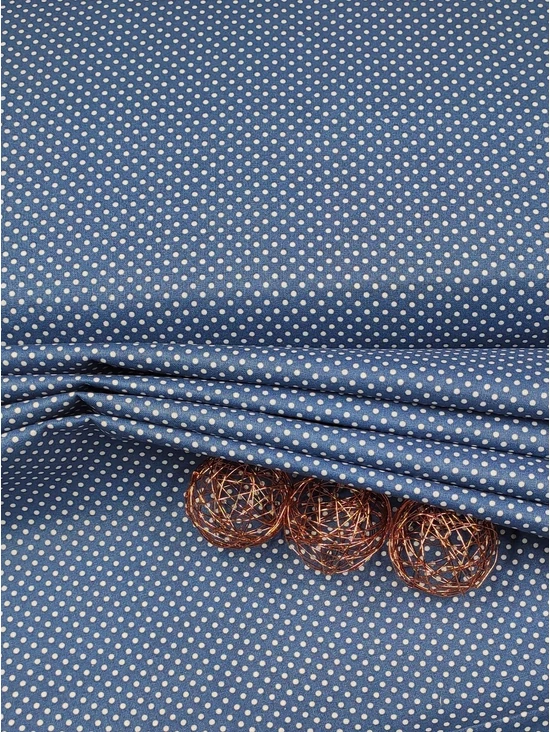 mintás pamutvászon /fehér pöttyös (2mm) /farmerkék