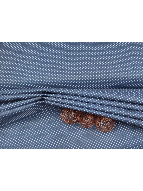 mintás pamutvászon /fehér pöttyös (2mm) /farmerkék