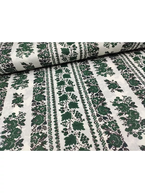 mintás pamutvászon /sávos népművészeti minta (makkos szélű sáv 9.5cm) /zöld-fehér