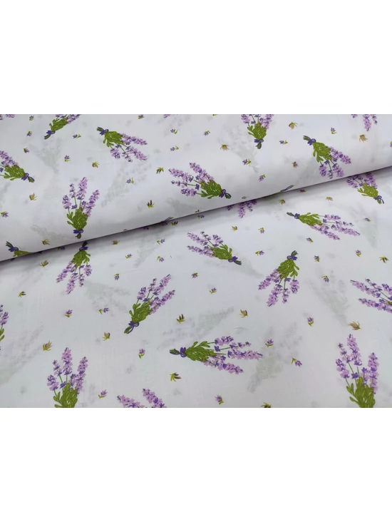 mintás pamutvászon /nagy csokros levendula