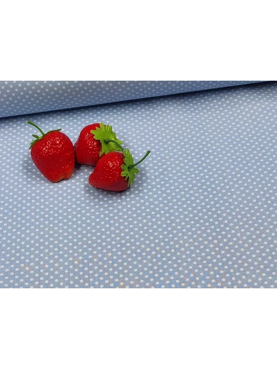 mintás pamutvászon /fehér pöttyös (2mm) /középkék