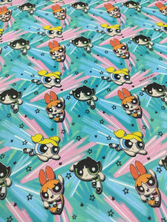 mintás pamutvászon DIGITAL PRINT/Pindúr Pandúrok (Sziporka 3,7cmx2,3c,m)/ türkiz-rózsaszín