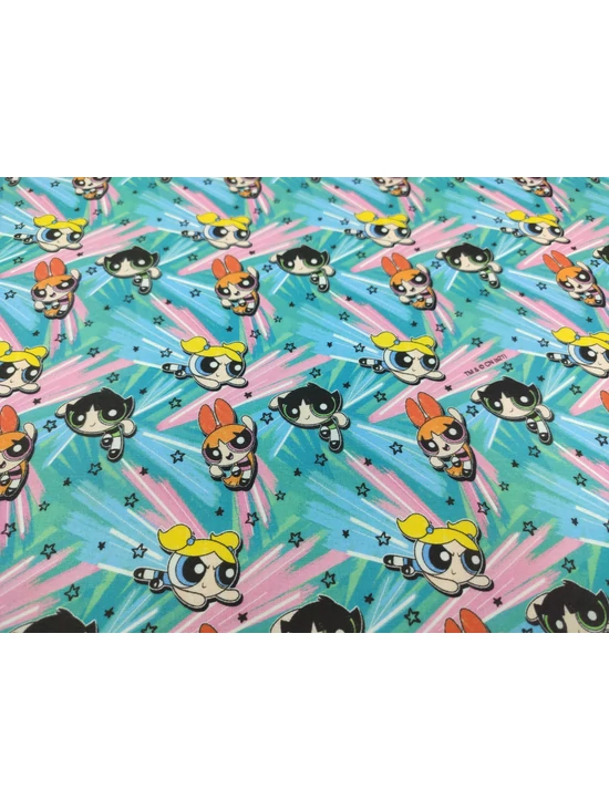 mintás pamutvászon DIGITAL PRINT/Pindúr Pandúrok (Sziporka 3,7cmx2,3c,m)/ türkiz-rózsaszín