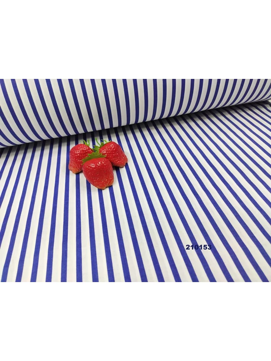 mintás pamutvászon /sötétkék csíkos (5mm) /fehér