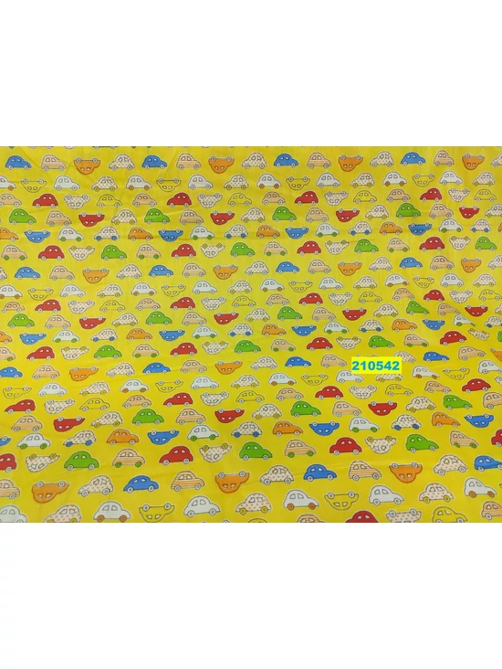 mintás pamutvászon /színes kisautók (2,5 cm*1,3 cm) /sárga