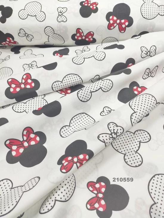 mintás pamutvászon /Minnie fejek(pöttyös 7,8 cm*6,5 cm)