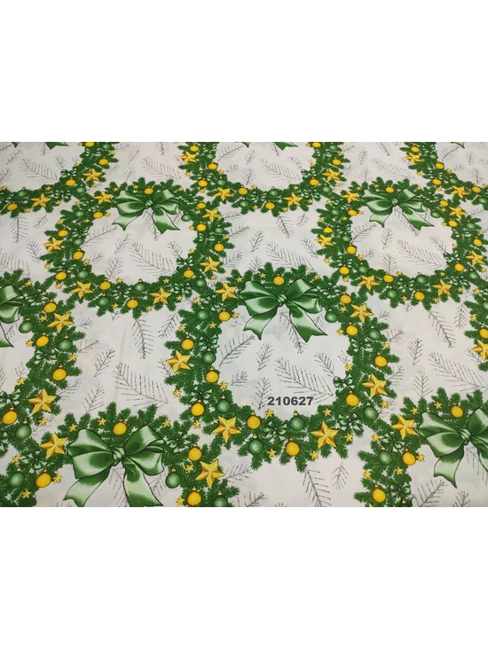 mintás pamutvászon /karácsonyi koszorúk (koszorú 24cm × 25cm) /sárga