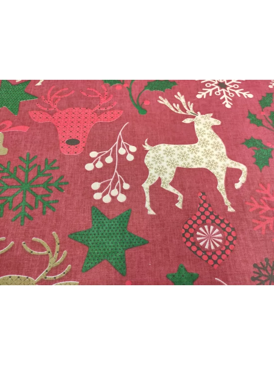 mintás pamutvászon /karácsonyi mintás díszek (zöld mintás fenyőfa 9.4cm×10.8cm) /sötét piros-zöld
