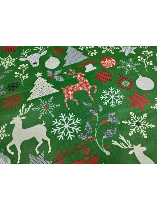 mintás pamutvászon /karácsonyi mintás díszek (fehér mintás fenyőfa 9.4cm×10.8cm) /sötétzöld-piros