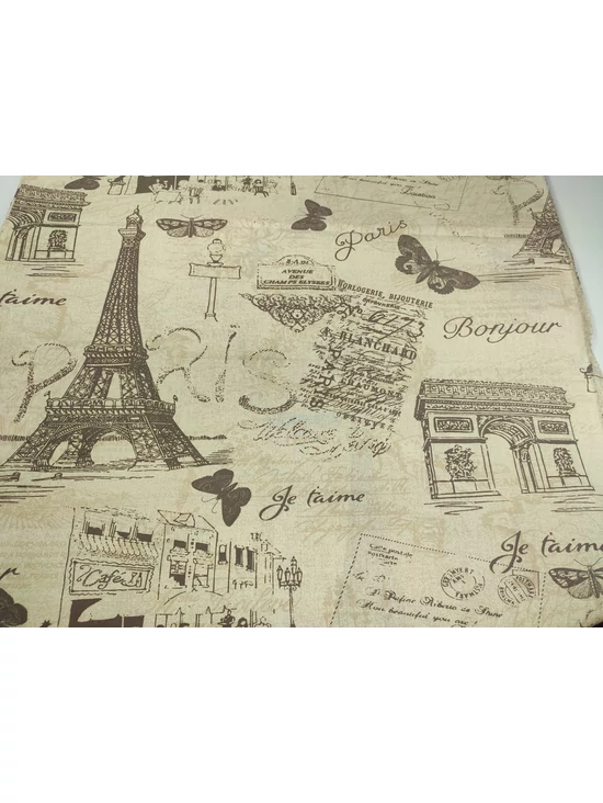 mintás pamutvászon /párizsi élet (Eiffel-torony 25.2cm×40cm) /drapp