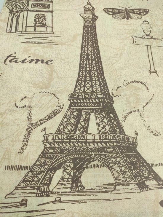 mintás pamutvászon /párizsi élet (Eiffel-torony 25.2cm×40cm) /drapp