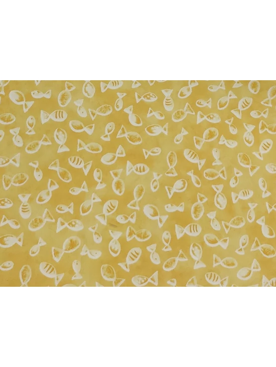 mintás pamutvászon /halacskás (pöttyös hal 2.6cm×1.3cm) /sárga