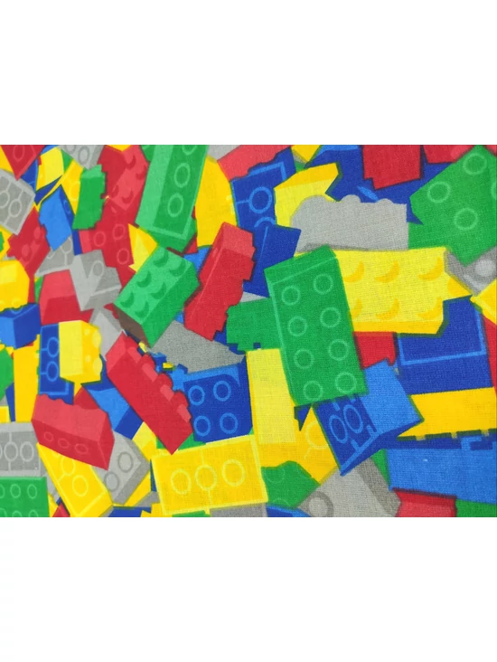 mintás pamutvászon /LEGO építőkockák (zöld 6cm×3.5cm)