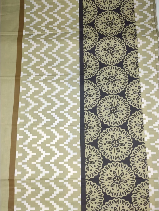 mintás pamutvászon /bordűrös /díszes geometriai minták (legnagyobb minás kör átmérője 20.6cm) /drapp-fekete