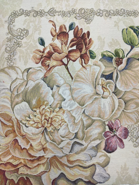 párna panel /díszes virágok (legnagyobb orchidea feje 13.5cm×14.3cm) /natúr