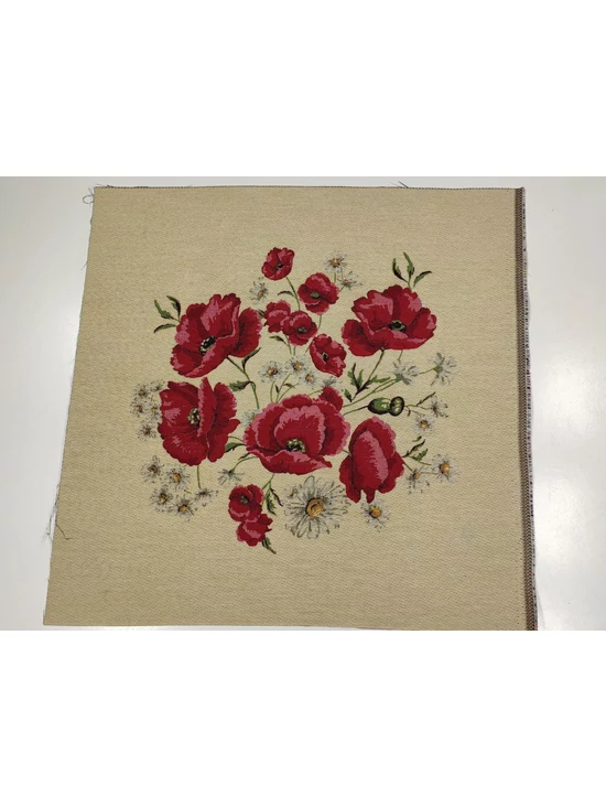 párna panel /pipacsos (csokor mérete 35cm×33.5cm) /natúr