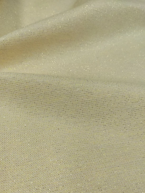 egyszínű LONETA vastag vászon /lurex szálas /ünnepélyes ragyogás /krém-arany
