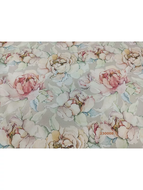 PRÉMIUM mintás pamutvászon /pasztell rózsák (rózsaszín 12.5cm × 13cm) /homok