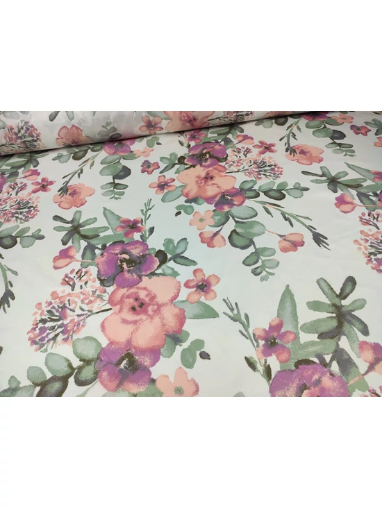 mintás microfiber /festett virágcsokrok /fehér