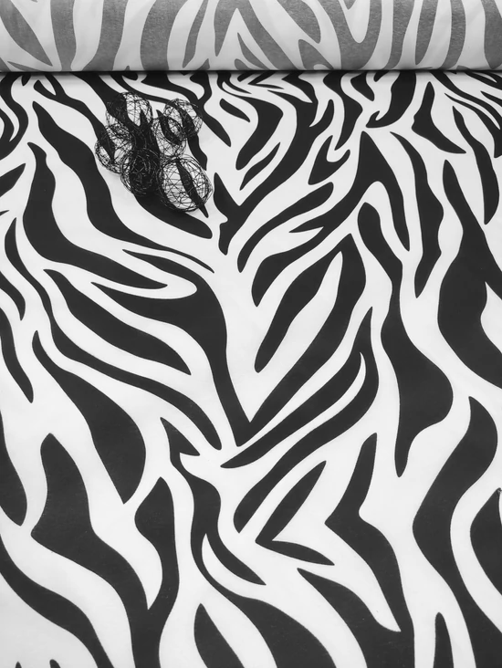 mintás microfiber /zebra mintás /fekete-fehér