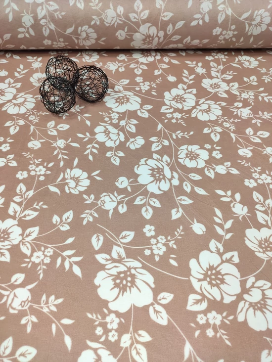mintás microfiber /fehér virágos /mályva