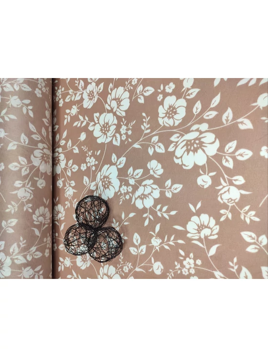 mintás microfiber /fehér virágos /mályva