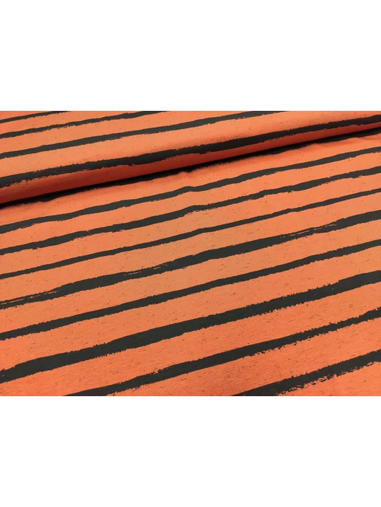 elasztikus mintás pamut jersey /fekete sávos (legvastagabb sáv 1.4cm) /terrakotta melange